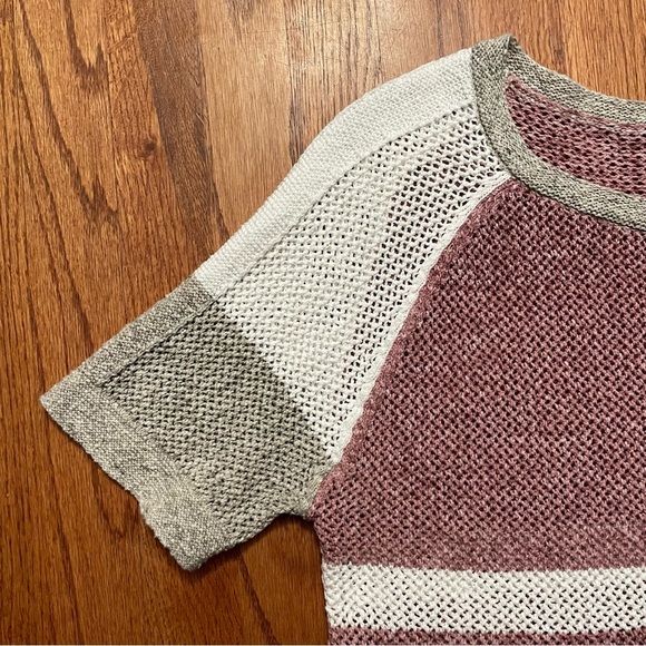 Kinross S/S Mesh Bloom Multi Stripe Cotton Pullover size L - Picture 4 of 13